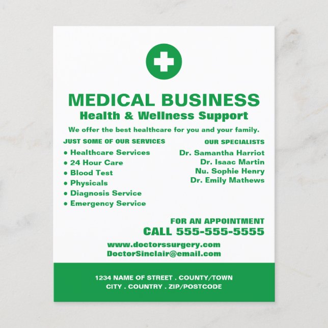 Prospectus 11,4 Cm X 14,2 Cm Symbole de premiers soins, médecin généraliste, in (Devant)