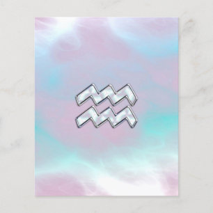 Prospectus 11,4 Cm X 14,2 Cm Symbole Zodiaque Aquarius sur Mère de Pearl Nacre
