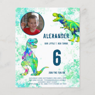 Prospectus 11,4 Cm X 14,2 Cm T Rex Dinosaur Anniversaire de la fête Budget phot