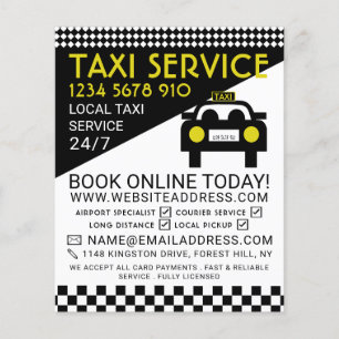 Prospectus 11,4 Cm X 14,2 Cm Taxi Station, Taxi Cab Firm with Price List