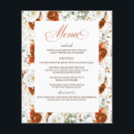 Prospectus 11,4 Cm X 14,2 Cm Terracotta and White Floral Elegant Wedding Menu<br><div class="desc">White,  terracotta and earthy romantic flowers white menu cards</div>