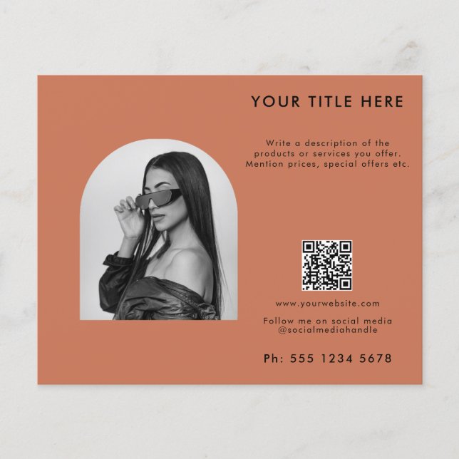 Prospectus 11,4 Cm X 14,2 Cm Terracotta Business Beauté Cheveux Clou Maquillage (Devant)