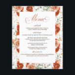 Prospectus 11,4 Cm X 14,2 Cm Terracotta Élégant Menu Mariage moderne<br><div class="desc">Cartes de menu blanc fleurs en terre cuite</div>