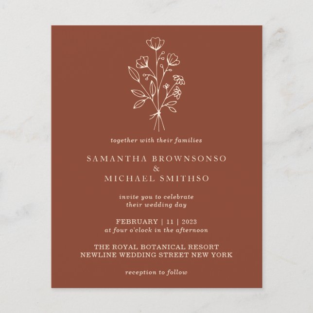 Prospectus 11,4 Cm X 14,2 Cm Terracotta Flower Bouquet Boho Budget Botanicals (Devant)