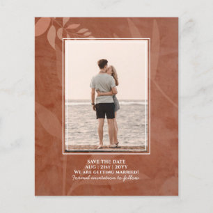 Prospectus 11,4 Cm X 14,2 Cm Terracotta Gold Photo Wedding Enregistrer la date