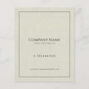 Prospectus 11,4 Cm X 14,2 Cm Texte en lin clair typographie noire