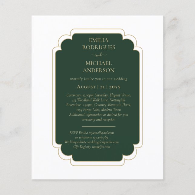 Prospectus 11,4 Cm X 14,2 Cm Texte monochrome vert Émeraude (Devant)