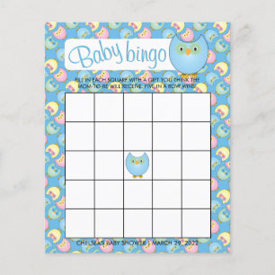 Prospectus 11,4 Cm X 14,2 Cm Thème de Baby Shower pastel bleu chouette mignonne
