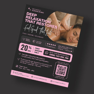 Prospectus 11,4 Cm X 14,2 Cm Thérapeute Physique Élégant Spa de Bien-être Rose