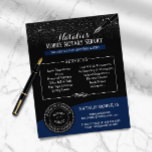 Prospectus 11,4 Cm X 14,2 Cm Timbre public notaire Marine moderne Bleu Parties<br><div class="desc">Timbre Notaire Public Moderne Marine Blue Black Parties scintillant Flyers.</div>