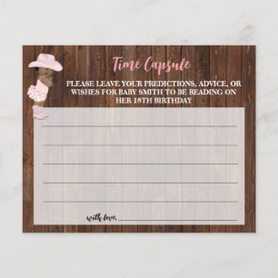Prospectus 11,4 Cm X 14,2 Cm Time Capsule Conseil pour bébé Cowgirl Shower Card