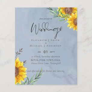 Prospectus 11,4 Cm X 14,2 Cm Tournesols Dusty Blue Mariage au Prix le Plus Bas