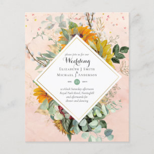 Prospectus 11,4 Cm X 14,2 Cm Tournesols Rustiques Eucalyptus Greenery Mariage I