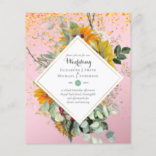 Prospectus 11,4 Cm X 14,2 Cm Tournesols Rustiques Eucalyptus Greenery Mariage I