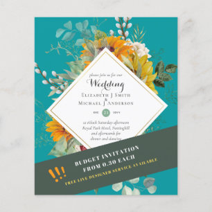 Prospectus 11,4 Cm X 14,2 Cm Tournesols Rustiques Eucalyptus Greenery Mariage I