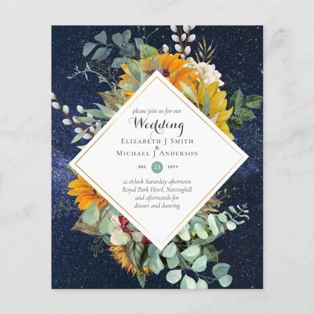 Prospectus 11,4 Cm X 14,2 Cm Tournesols Rustiques Eucalyptus Greenery Mariage I (Devant)