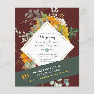 Prospectus 11,4 Cm X 14,2 Cm Tournesols Rustiques Eucalyptus Greenery Mariage I