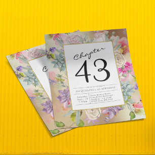 Prospectus 11,4 Cm X 14,2 Cm Toute année Gold Floral Anniversaire Invitation