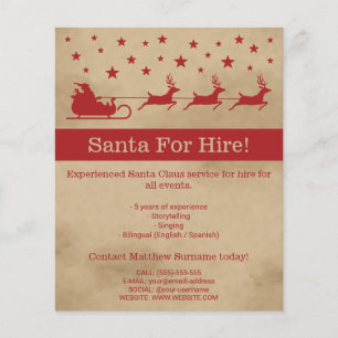 Prospectus 11,4 Cm X 14,2 Cm Traîneau du Père Noël rouge et beige - Flyer Père