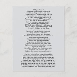 Prospectus 11,4 Cm X 14,2 Cm TRAITEMENTS DU VISAGE Salon de beauté 4,5 po x 5,6