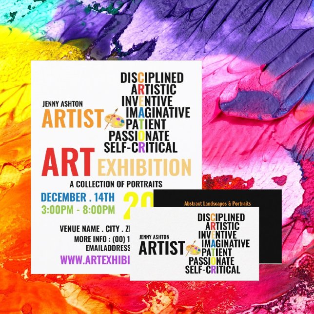 Prospectus 11,4 Cm X 14,2 Cm Traits d'un artiste, exposition d'artiste Publicit (Créateur téléchargé)