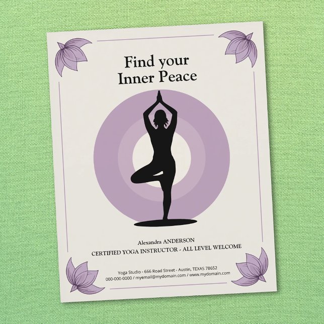Prospectus 11,4 Cm X 14,2 Cm Tree Pose - Yoga Instructor (Tree Pose - Yoga Instructor Flyer)