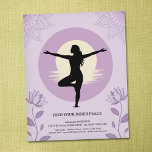 Prospectus 11,4 Cm X 14,2 Cm Tree Pose - Yoga Instructor with Lotus Flowers<br><div class="desc">A clean and serene yoga instructor flyer design featuring a silhouette of a woman in a graceful tree pose (Vrksasana) against a soft background of lavender and primrose yellow with delicate lotus flower illustrations frame the edges. The instructor's figure is positioned elegantly in the center, with flowing hair and outstretched...</div>
