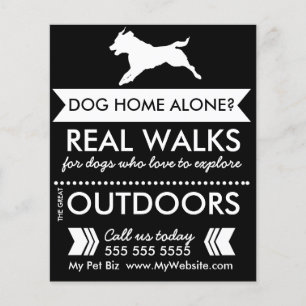 Prospectus 11,4 Cm X 14,2 Cm Trendy Black Dog Silhouette Dog Walker Flyer