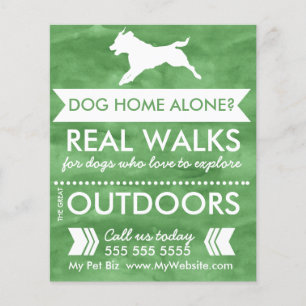 Prospectus 11,4 Cm X 14,2 Cm Trendy Green Dog Silhouette Dog Walker Flyer
