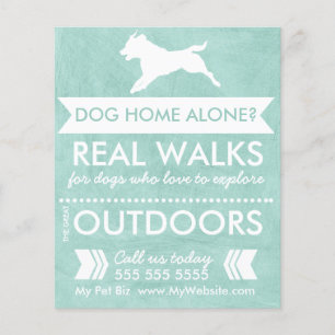Prospectus 11,4 Cm X 14,2 Cm Trendy Mint Green Dog Silhouette Dog Walker Flyer