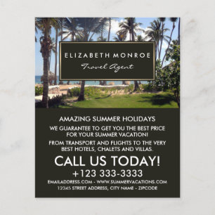 Prospectus 11,4 Cm X 14,2 Cm Tropical Beach, agent de voyage Circulaire publici