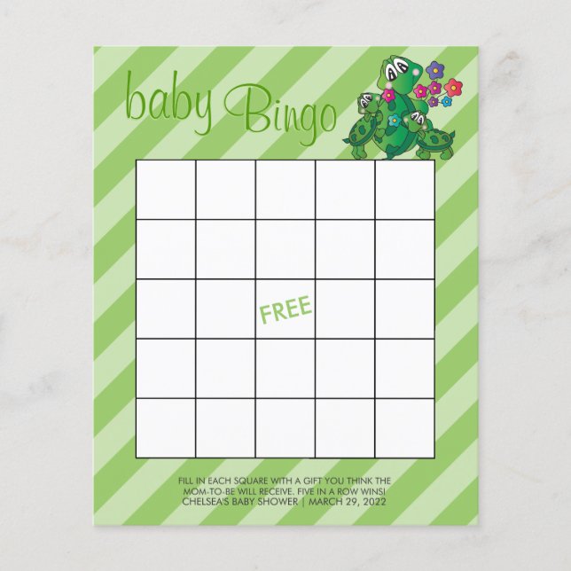 Prospectus 11,4 Cm X 14,2 Cm Turtle 🐢 Baby shower Jeu - Bingo (Devant)