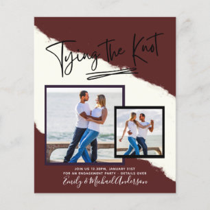 Prospectus 11,4 Cm X 14,2 Cm Tying The Knot - Photo Engagement Party Invitation