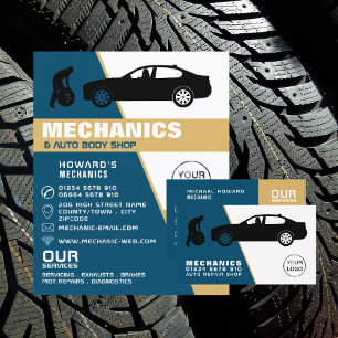 Prospectus 11,4 Cm X 14,2 Cm Tyre Change, Auto Mechanic & Repairs Advertising