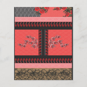 Prospectus 11,4 Cm X 14,2 Cm un design de papier peint rouge et noir