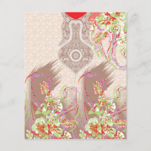 Prospectus 11,4 Cm X 14,2 Cm un design de vase rouge avec des fleurs dessus