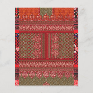 Prospectus 11,4 Cm X 14,2 Cm un design motif rouge et beige