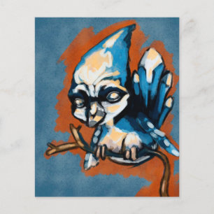 Prospectus 11,4 Cm X 14,2 Cm Un oiseau bleu bébé sur une brindille Toile rétro