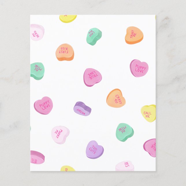 Prospectus 11,4 Cm X 14,2 Cm Valentines Day Candy Hearts Motif (Devant)