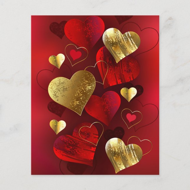Prospectus 11,4 Cm X 14,2 Cm Valentines dorées et rouges (Devant)