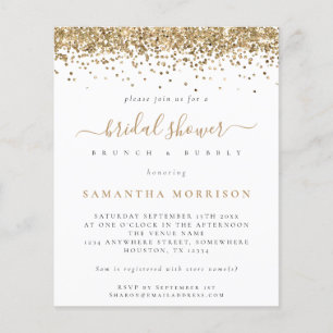 Prospectus 11,4 Cm X 14,2 Cm Valeur Parties scintillant or Invitation de douche