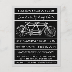 Prospectus 11,4 Cm X 14,2 Cm Vélo Tandem, Cycling Club Annonce Circulaire