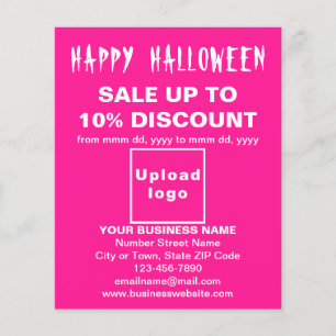 Prospectus 11,4 Cm X 14,2 Cm Vente d'Halloween d'affaires sur prospectus rose