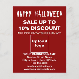 Prospectus 11,4 Cm X 14,2 Cm Vente d'Halloween d'affaires sur prospectus rouge