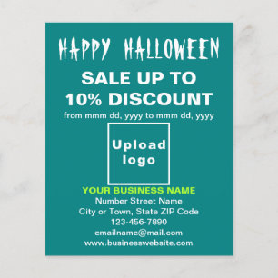 Prospectus 11,4 Cm X 14,2 Cm Vente d'Halloween d'affaires sur prospectus vert T
