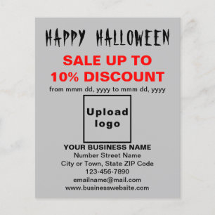 Prospectus 11,4 Cm X 14,2 Cm Vente d'Halloween d'affaires sur un prospectus gri