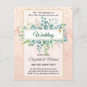 Prospectus 11,4 Cm X 14,2 Cm Vert CATHOLIQUE Mariage Budget chrétien Moderne