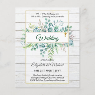 Prospectus 11,4 Cm X 14,2 Cm Vert CATHOLIQUE Mariage Budget chrétien Moderne