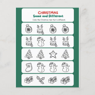 Prospectus 11,4 Cm X 14,2 Cm Vert Rouge amusant Noël identique et différent