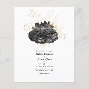 Prospectus 11,4 Cm X 14,2 Cm Vintage Black et Gold Floral Faire-part de mariage